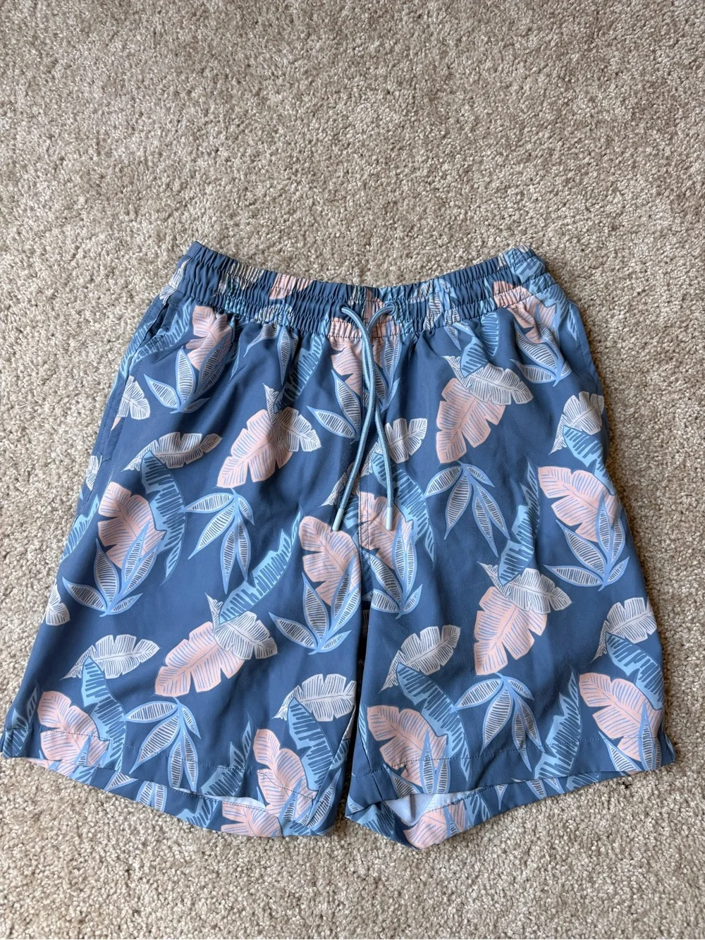Men’s  Blue Tropical Print swim shorts
